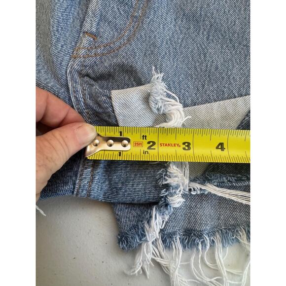 Levis Premium 501 Shorts Womens 29 Patchwork Distressed High Rise Denim Frayed - Picture 8 of 13